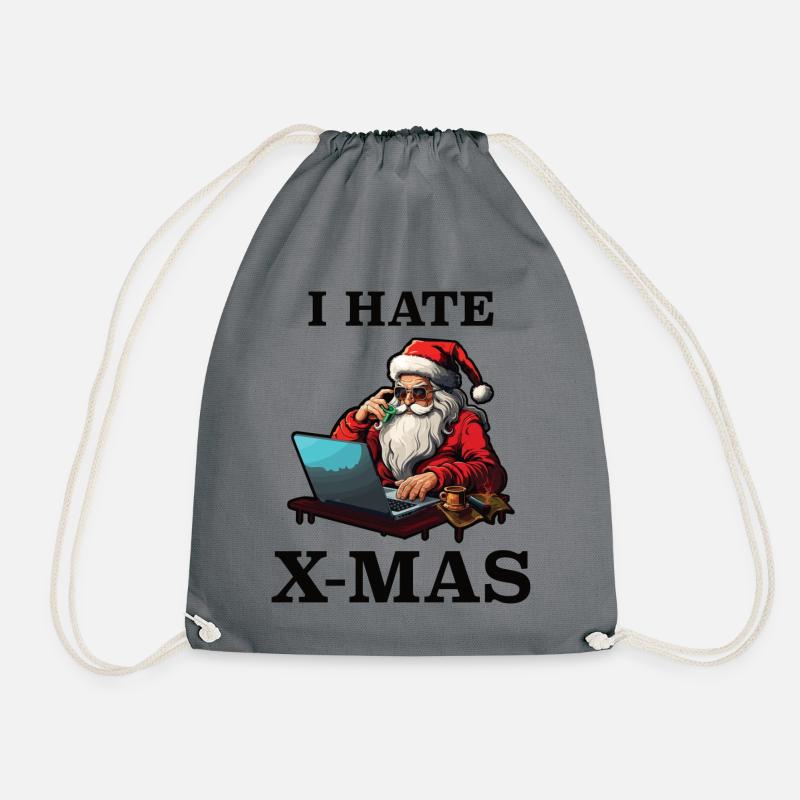 Tech Santa Hates Christmas - Drawstring Bag - grey