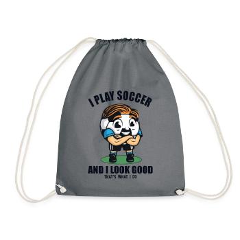 I play Soccer and I look Good Fußballprofi - Turnbeutel - Grau - Vorne