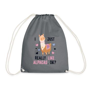 I just really like Alpacas Huacaya Pako Lama - Drawstring Bag - grey - Front