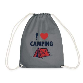 I love Camping Glamping Campingplatz Zelten - Turnbeutel - Grau - Vorne