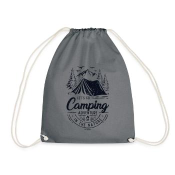 Let's Go Camping Adventure Zelten Glamping Camper - Turnbeutel - Grau - Vorne
