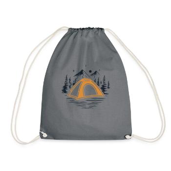 Campsite Tents Glamping Camper Camping - Drawstring Bag - grey - Front
