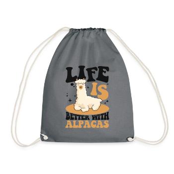 Life Is Better With Alpacas Lama Pako Huacaya - Turnbeutel - Grau - Vorne