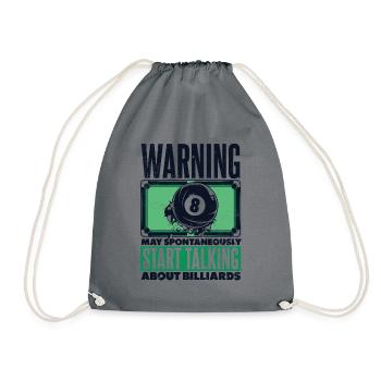 Warning May Start Talking About Billards Snooker - Turnbeutel - Grau - Vorne
