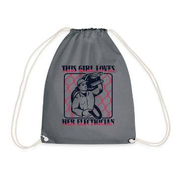 This Girl Loves Her Electrician Electrical Engineer - Drawstring Bag - grey - Front