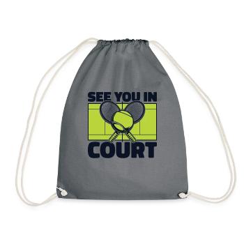 See You In Court Tennis Racket Tennis Coach - Drawstring Bag - grey - Front