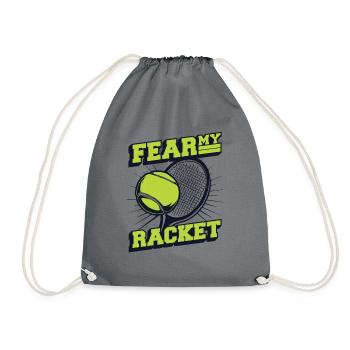 Fear My Racket Tennisspieler Tennisschläger Tennis - Turnbeutel - Grau - Vorne