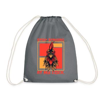 Stop Staring At My Cock Farming Organic Farmer - Drawstring Bag - grey - Front