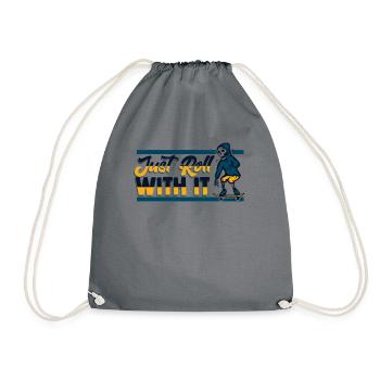 Just Roll With It Skatepark Skatergirl Skaterboy - Drawstring Bag - grey - Front