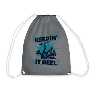 Keepin It Reel Spinnfischer Hochseeangler Angler - Turnbeutel - Grau - Vorne