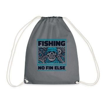 Fishing No Fin Else Hochseeangler Fliegenfischer - Turnbeutel - Grau - Vorne