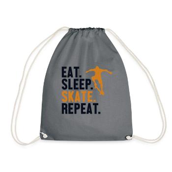 Eat Sleep Skate Repeat Skatepark Skatergirl - Drawstring Bag - grey - Front