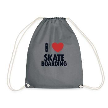 I love Skateboarding Skatergirl Skaterboy Skater - Turnbeutel - Grau - Vorne