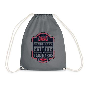 Skate Park Is Calling And I Must Go Skaterboy - Drawstring Bag - grey - Front