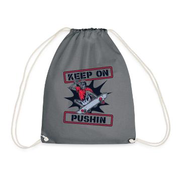 Keep On Pushin Skatepark Skatergirl Skaterboy - Drawstring Bag - grey - Front