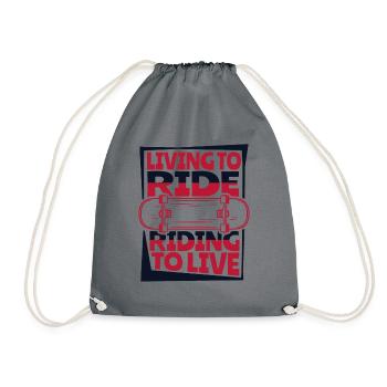 Living To Ride Riding To Live Skaterboy Skatepark - Drawstring Bag - grey - Front
