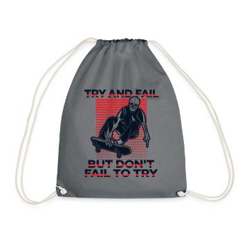 Try And Fail But Don't Fail To Try Skatepark - Drawstring Bag - grey - Front