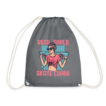 Real Girls Skate Curbs Skaterboy Skatepark Skater - Turnbeutel - Grau - Vorne