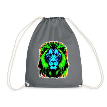 Lion - colorful lion head - Drawstring Bag - grey - Front