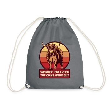 Je suis en retard Les vaches étaient dehors Highland Vache Highland - Sac de sport léger - gris - Devant
