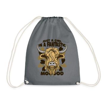 Une Fille D’humeur Fantastique Highland Vache Highland - Sac de sport léger - gris - Devant