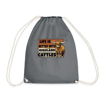 Life Is Better With Highland Cattles Breeder - Drawstring Bag - grey - Front