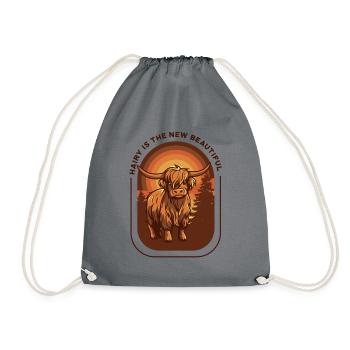 Hairy Is The New Beautiful Highland Cow Highland - Drawstring Bag - grey - Front