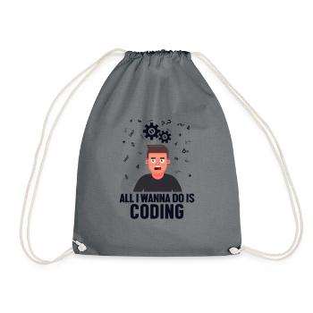 All I want to Do is Coding Developer Coder - Drawstring Bag - grey - Front