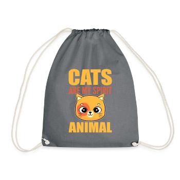 Cats Are My Spirit Animal Kätzchen Hauskatze Katze - Turnbeutel - Grau - Vorne