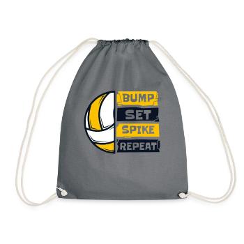 Bump Set Spike Repeat Volleyballfreak Volleyball - Turnbeutel - Grau - Vorne