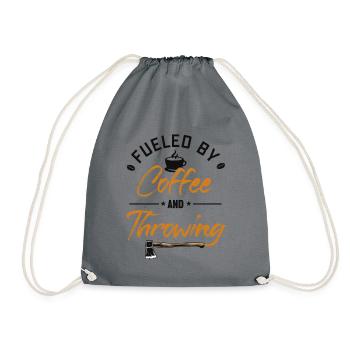 Fueled by Coffee and Axe Throwing Axe Throwing - Drawstring Bag - grey - Front