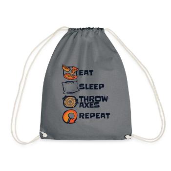 Eat Sleep Throw Axes Repeat Axe Throwing Game Axe - Drawstring Bag - grey - Front