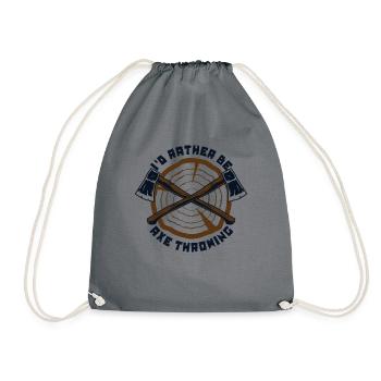 I'd Rather Be Axe Throwing Axe Throwing Game Axe - Drawstring Bag - grey - Front