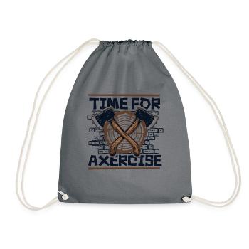 Time For Axercise Axe Throwing Game Competition - Drawstring Bag - grey - Front