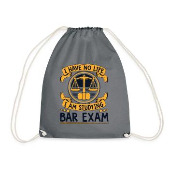 I Have No Life I'm Studying Bar Exam Legal - Drawstring Bag - grey - Front