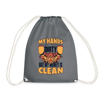 My Hands May Be Dirty Vehicle Car Spray Car - Drawstring Bag - grey - Front