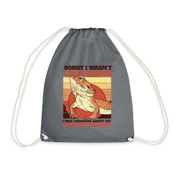 Was Thinking About My Bearded Dragon Pogona - Drawstring Bag - grey - Front