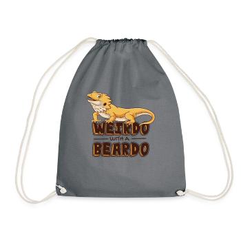 Weirdo With A Beardo Pogona Lizard Pet Owner - Drawstring Bag - grey - Front