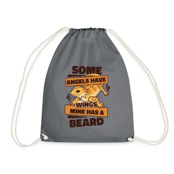 Some Angels Have Wings Mine Has A Beard Pet - Drawstring Bag - grey - Front