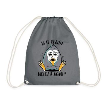 Is It Really Monday Again Seabird King Penguin - Drawstring Bag - grey - Front