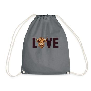 Love Highland Cow Highland Heifer Breeder - Drawstring Bag - grey - Front