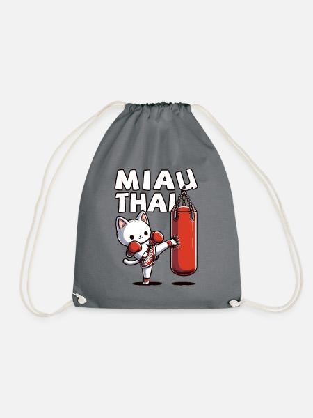 Muay Thai Boxing, Thai Boxing Kickboxen Miau Thai - Turnbeutel - Grau