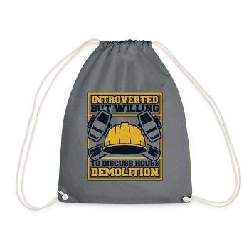 Introverted But Willing To Discuss House - Drawstring Bag - grey - Front