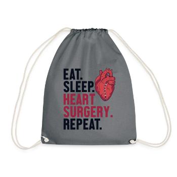 Eat Sleep Heart Surgery Repeat Catheter Open - Drawstring Bag - grey - Front