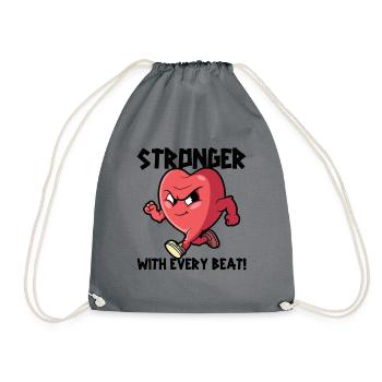 Stronger With Every Beat Pacemakers Open Heart - Drawstring Bag - grey - Front