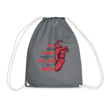 My Own Heart Tried To Kill Me But I Won Open - Drawstring Bag - grey - Front