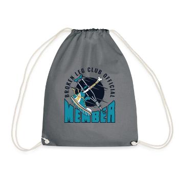 Broken Leg Club Official Member Broken Bone Bone - Drawstring Bag - grey - Front