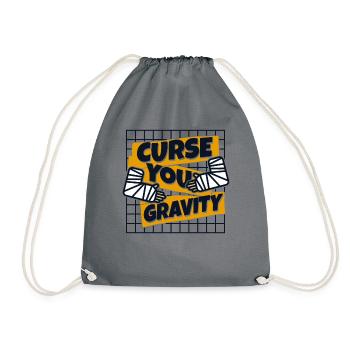 Curse You Gravity Broken Bone Broken Finger Bone - Drawstring Bag - grey - Front