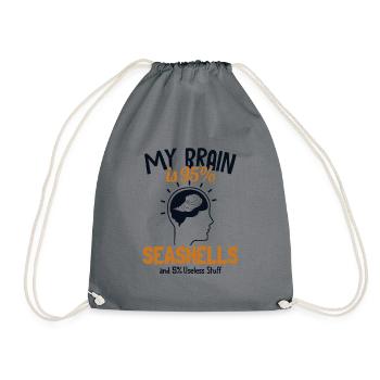 My Brain is 95% Seashells Bivalvia Shell Seashell - Drawstring Bag - grey - Front