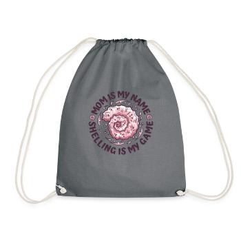 Mama ist mein Name, Shelling ist mein Spiel, Muschelmuschel - Turnbeutel - Grau - Vorne